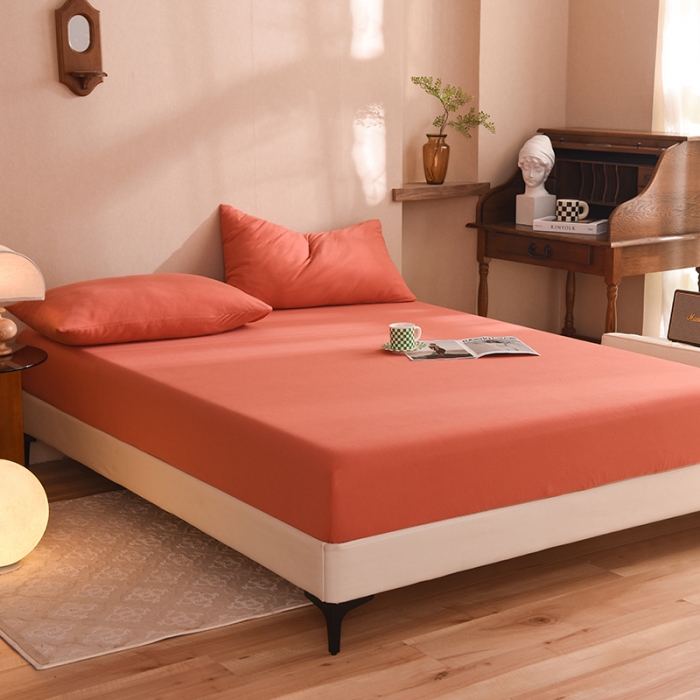 91家纺网 家纺一手货源 找家纺 甜之梦2025针织棉拼色单床笠(任何尺寸都可定制+可接异型缺角） 棕红