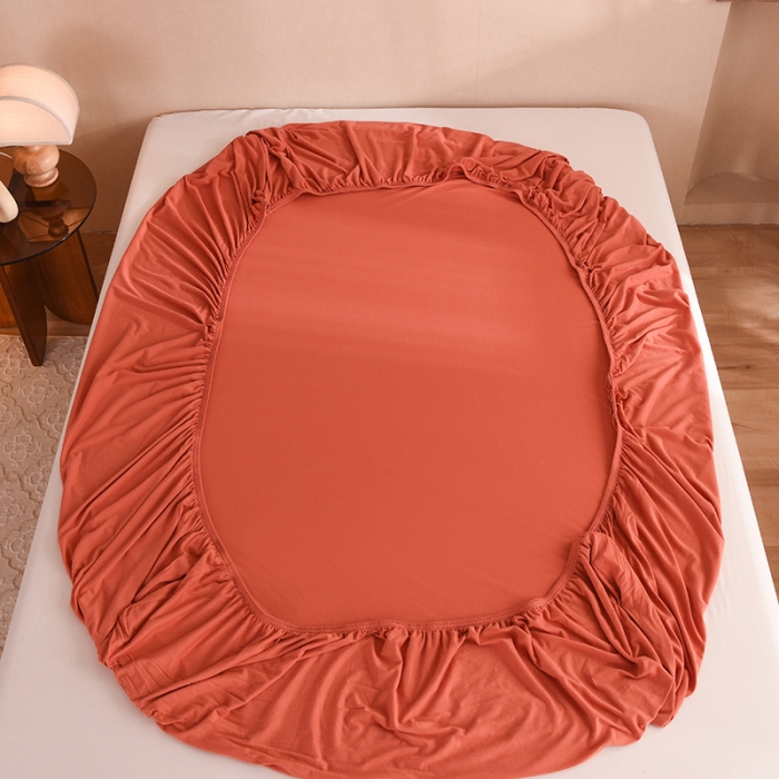 91家纺网 家纺一手货源 找家纺 甜之梦2025针织棉拼色单床笠(任何尺寸都可定制+可接异型缺角） 棕红