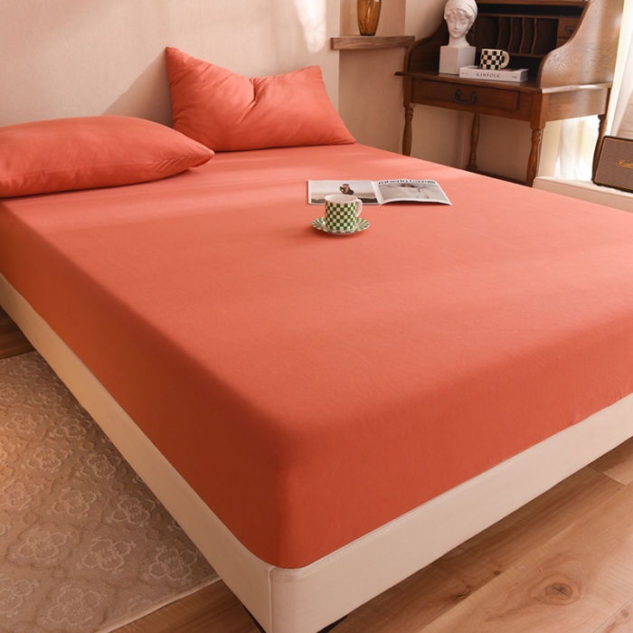 91家纺网 家纺一手货源 找家纺 甜之梦2025针织棉拼色单床笠(任何尺寸都可定制+可接异型缺角） 棕红