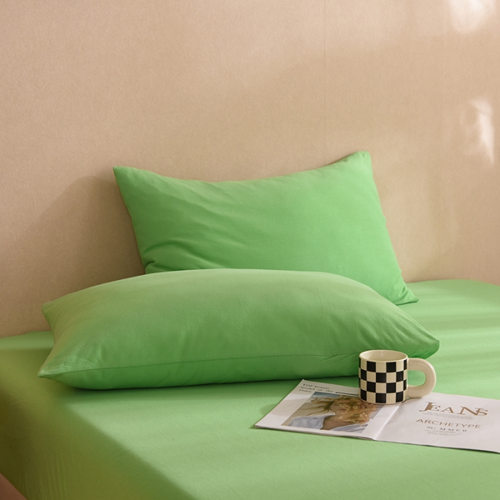 91家纺网 家纺一手货源 找家纺 甜之梦家纺 2025新款针织棉拼色单品枕套 果绿