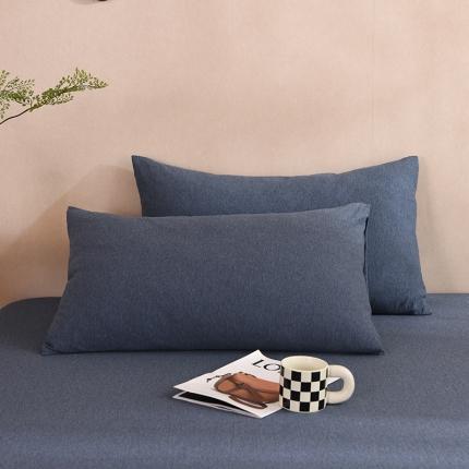 甜之梦家纺 2025新款针织棉拼色单品枕套 海军蓝