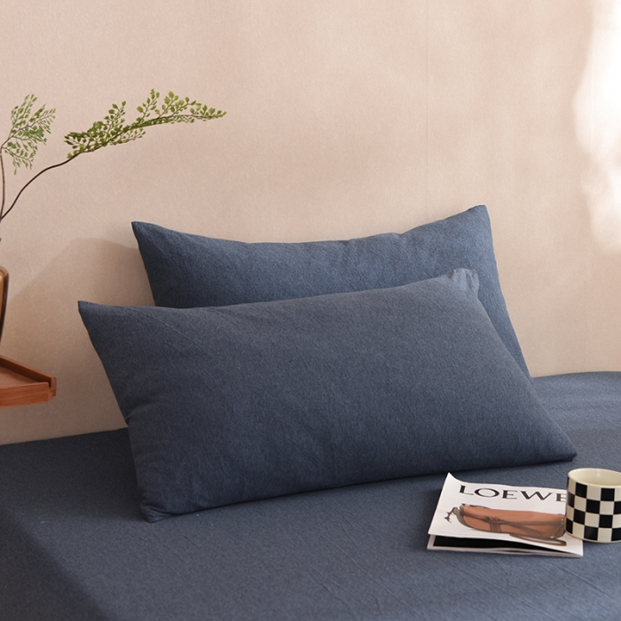 91家纺网 家纺一手货源 找家纺 甜之梦家纺 2025新款针织棉拼色单品枕套 海军蓝