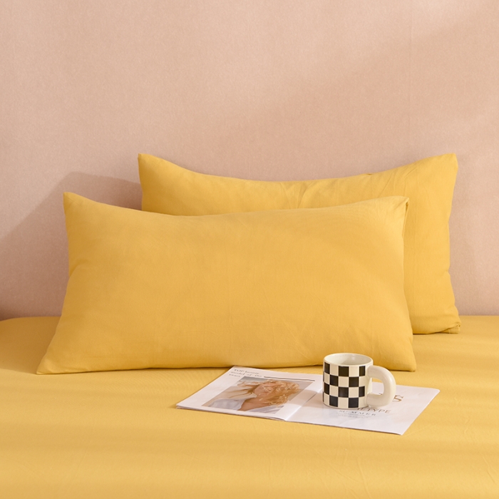 91家纺网 家纺一手货源 找家纺 甜之梦家纺 2025新款针织棉拼色单品枕套 姜黄