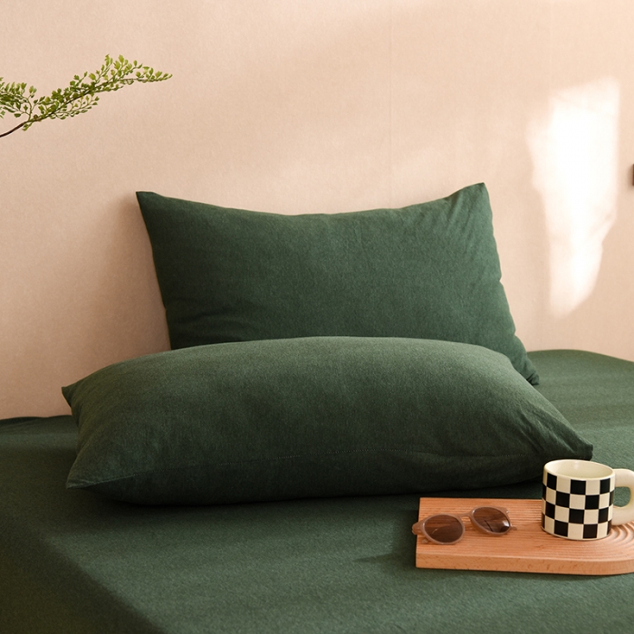91家纺网 家纺一手货源 找家纺 甜之梦家纺 2025新款针织棉拼色单品枕套 墨绿