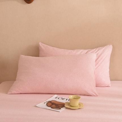 甜之梦家纺 2025新款针织棉拼色单品枕套 浅粉