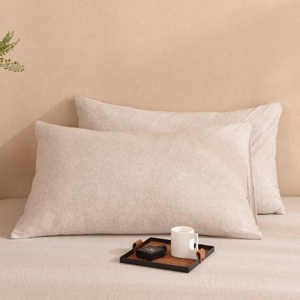 甜之梦家纺 2025新款针织棉拼色单品枕套 浅咖