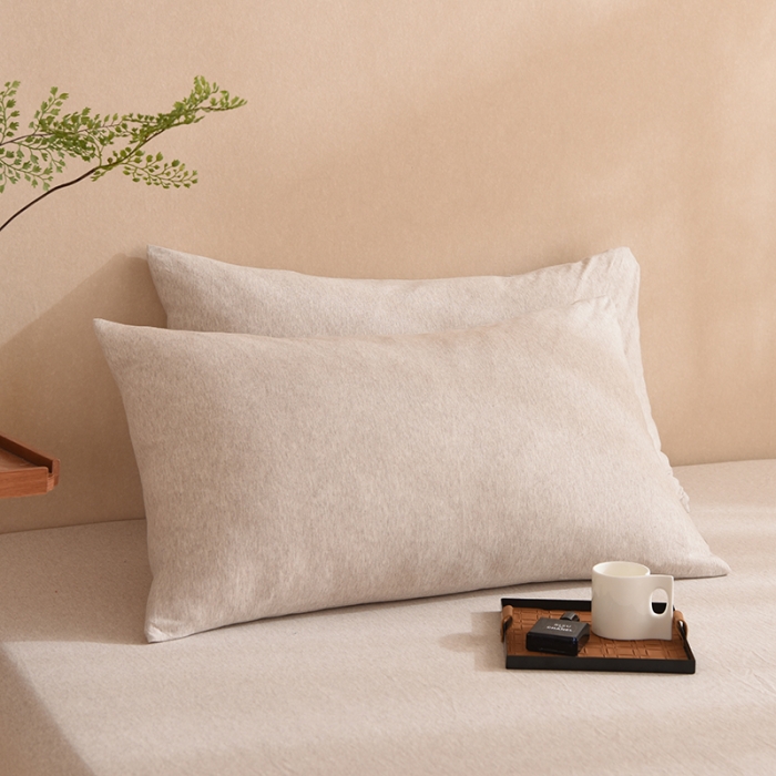 91家纺网 家纺一手货源 找家纺 甜之梦家纺 2025新款针织棉拼色单品枕套 浅咖