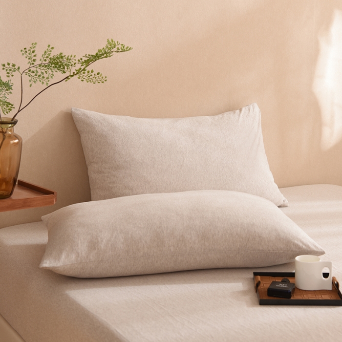 91家纺网 家纺一手货源 找家纺 甜之梦家纺 2025新款针织棉拼色单品枕套 浅咖