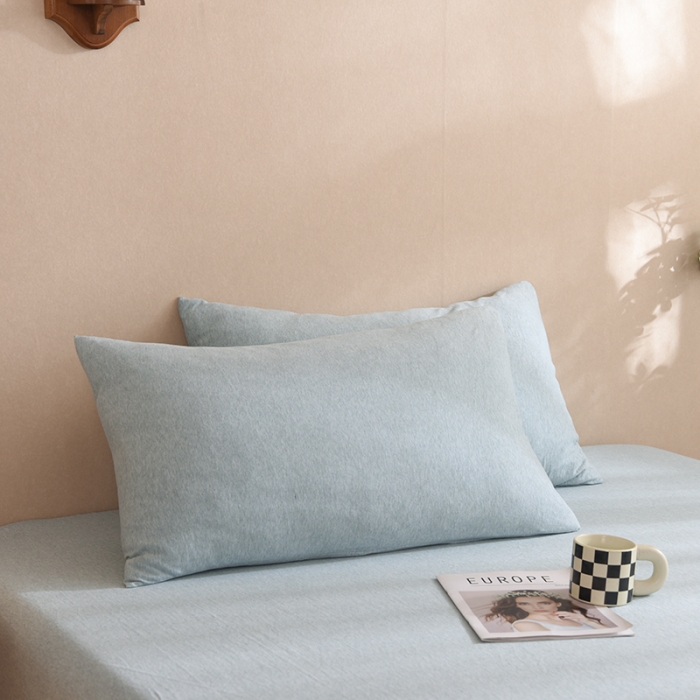 91家纺网 家纺一手货源 找家纺 甜之梦家纺 2025新款针织棉拼色单品枕套 水绿