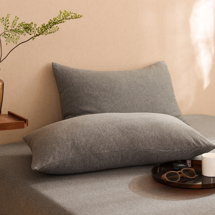 91家纺网 家纺一手货源 找家纺 甜之梦家纺 2025新款针织棉拼色单品枕套 雅灰