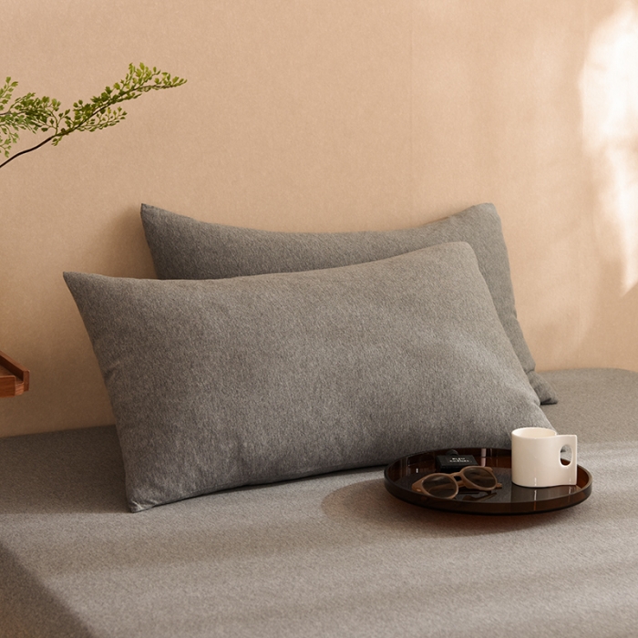 91家纺网 家纺一手货源 找家纺 甜之梦家纺 2025新款针织棉拼色单品枕套 雅灰