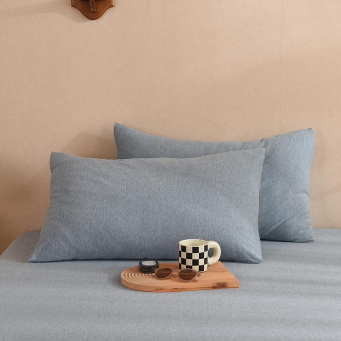 91家纺网 家纺一手货源 找家纺 甜之梦家纺 2025新款针织棉拼色单品枕套 烟蓝