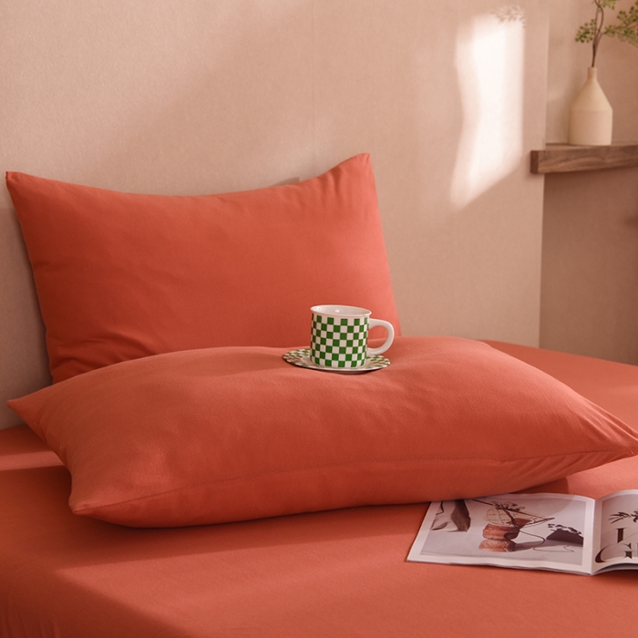 91家纺网 家纺一手货源 找家纺 甜之梦家纺 2025新款针织棉拼色单品枕套 棕红