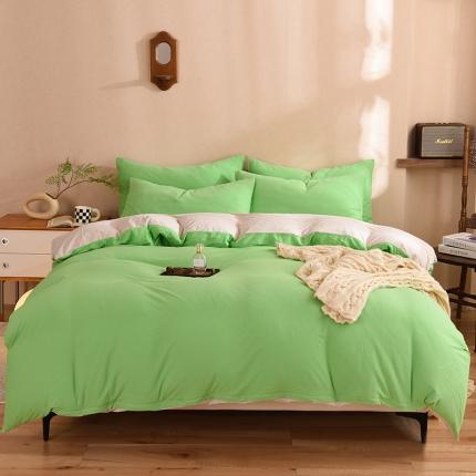 91家纺网 家纺一手货源 找家纺 （总）甜之梦 2025新款针织棉拼色四件套(任何尺寸都可以定制)