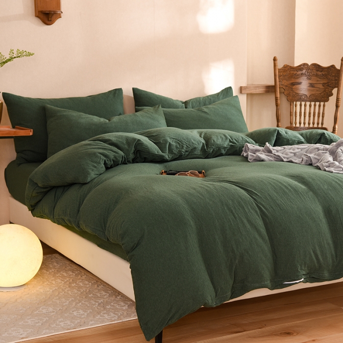 91家纺网 家纺一手货源 找家纺 （总）甜之梦 2025新款针织棉拼色四件套(任何尺寸都可以定制)