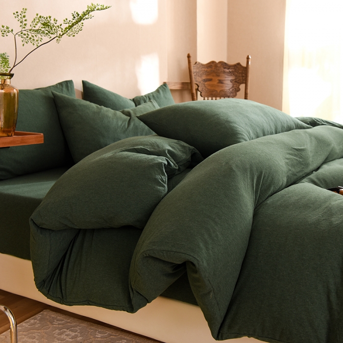 91家纺网 家纺一手货源 找家纺 （总）甜之梦 2025新款针织棉拼色四件套(任何尺寸都可以定制)