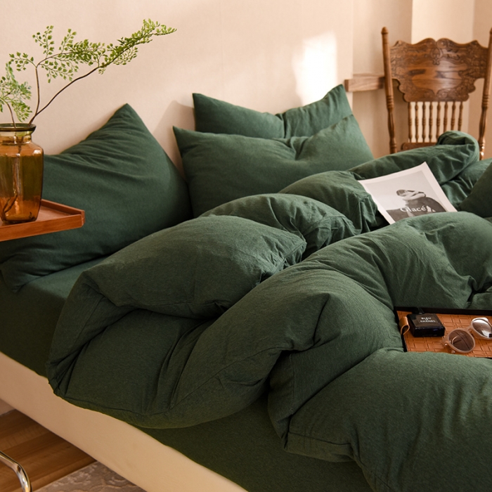 91家纺网 家纺一手货源 找家纺 （总）甜之梦 2025新款针织棉拼色四件套(任何尺寸都可以定制)