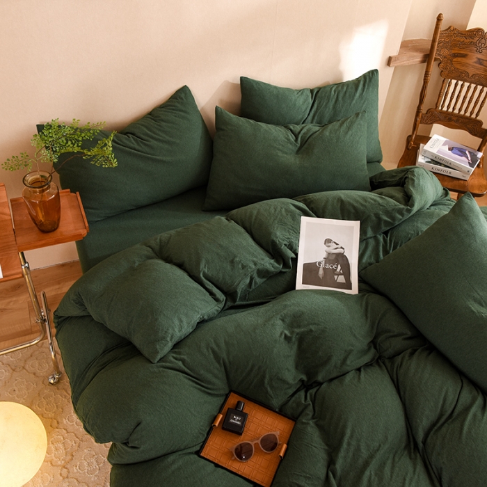 91家纺网 家纺一手货源 找家纺 （总）甜之梦 2025新款针织棉拼色四件套(任何尺寸都可以定制)