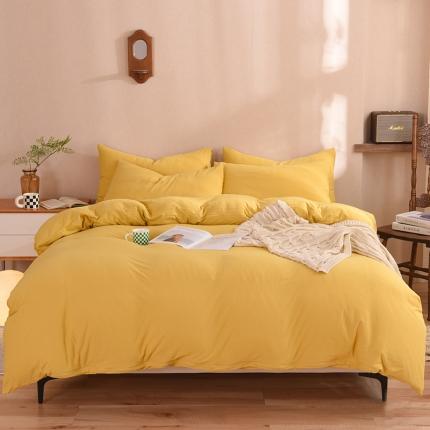 甜之梦 2025新款针织棉拼色四件套(任何尺寸都可以定制) 姜黄