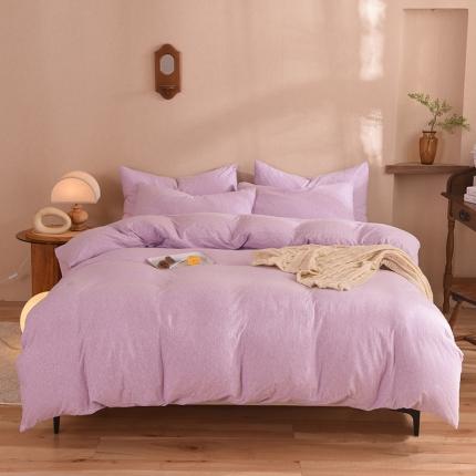 甜之梦 2025新款针织棉拼色四件套(任何尺寸都可以定制) 紫色