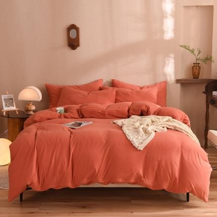 甜之梦 2025新款针织棉拼色四件套(任何尺寸都可以定制) 棕红