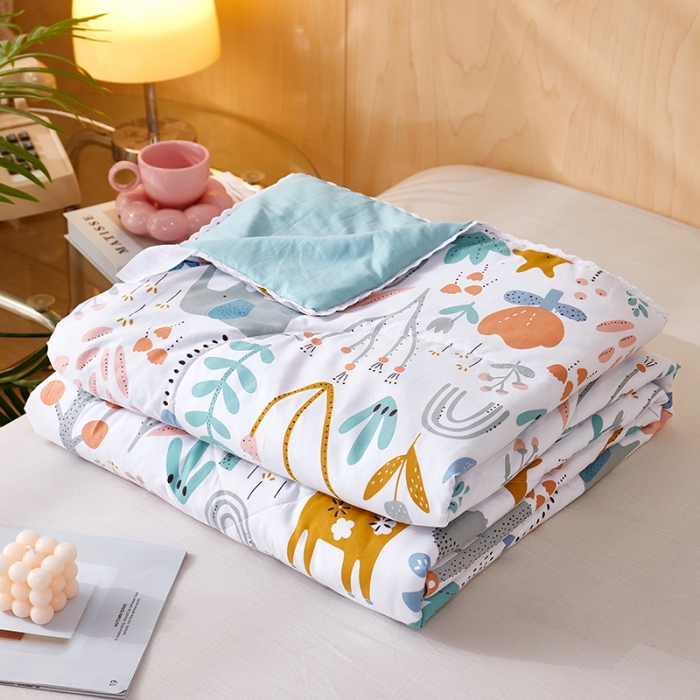 91家纺网 家纺一手货源 找家纺 羋多 2024新款小清新花边水洗棉夏被夏被四件套心之花恋