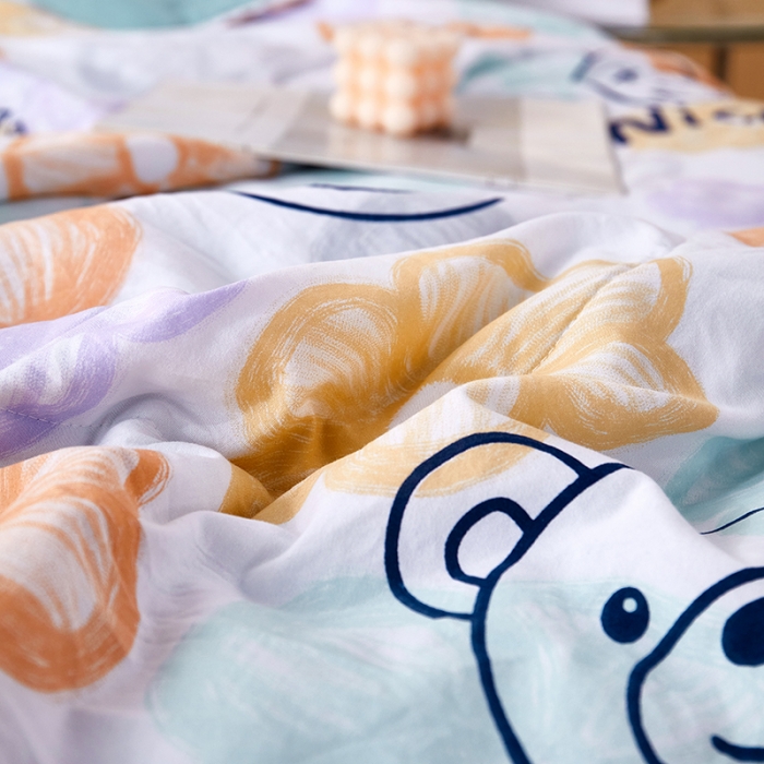 91家纺网 家纺一手货源 找家纺 羋多 2024新款小清新花边水洗棉夏被夏被四件套缤纷舞曲