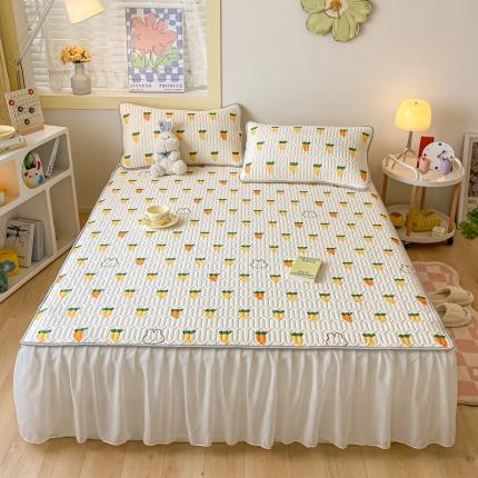 91家纺网 家纺一手货源 找家纺 （总）金爱家 2023新款凉感丝乳胶软凉席床裙款三件套