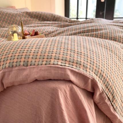 91家纺网 家纺一手货源 找家纺 （总）艾咪 新款全棉色织水洗棉小提花四件套-洛佳系列