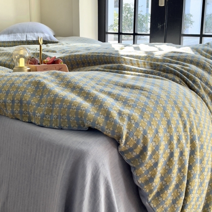 91家纺网 家纺一手货源 找家纺 （总）艾咪 新款全棉色织水洗棉小提花四件套-洛佳系列