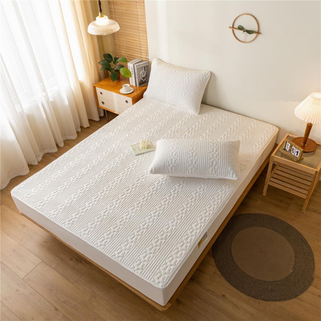 91家纺网 家纺一手货源 找家纺 （总）古吉梦 2023新款 A类水洗棉夹棉防水床笠三件套-花朵