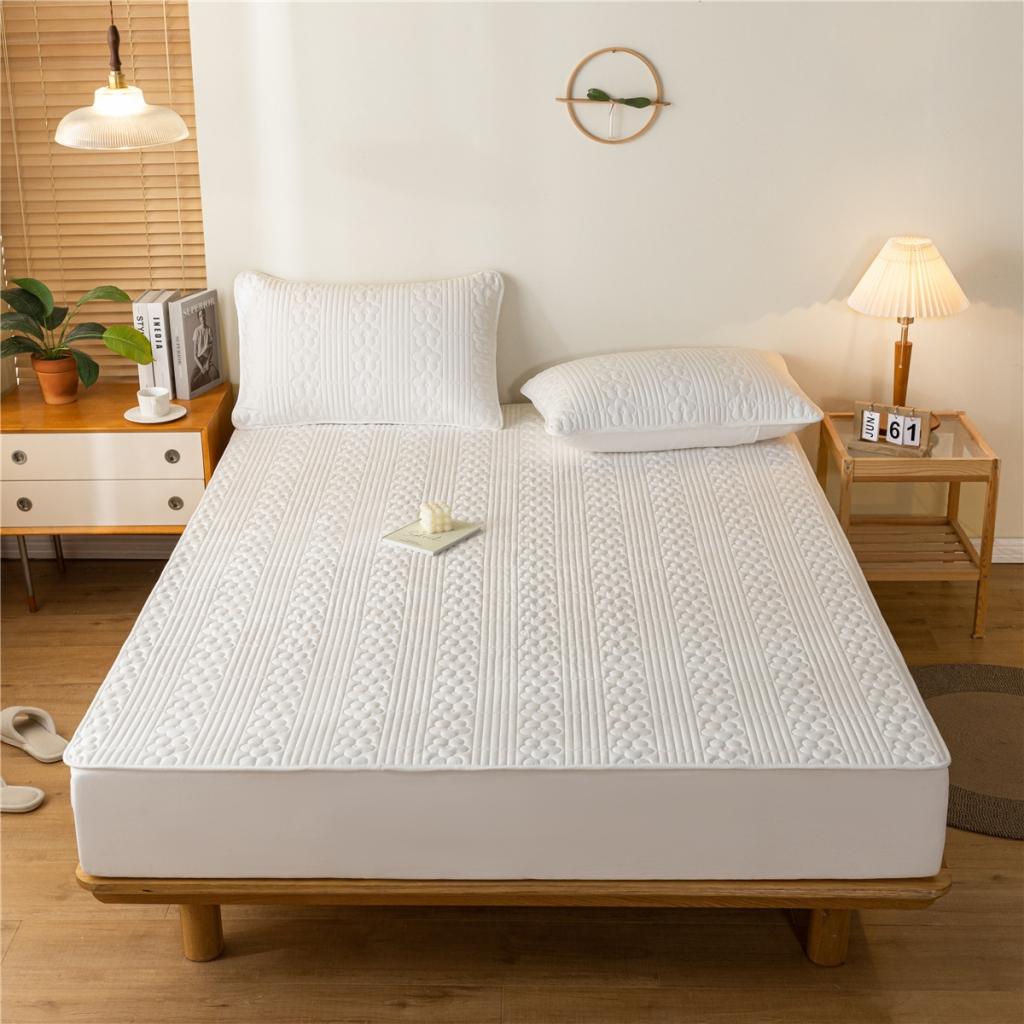 91家纺网 家纺一手货源 找家纺 （总）古吉梦 2023新款 A类水洗棉夹棉防水床笠三件套-花朵