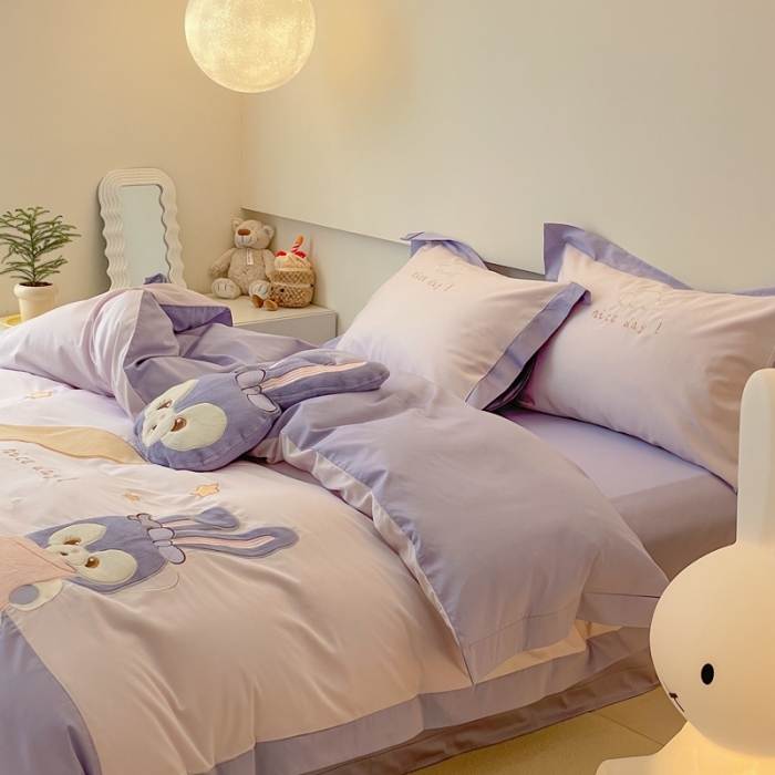 91家纺网 家纺一手货源 找家纺 西西家居 2023新款100支澳棉系列月亮兔