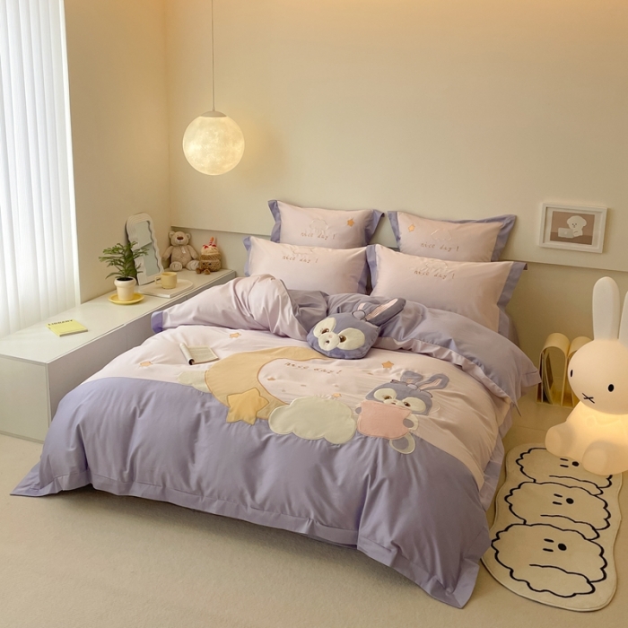 91家纺网 家纺一手货源 找家纺 西西家居 2023新款100支澳棉系列月亮兔