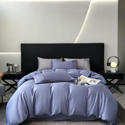 91家纺网 家纺一手货源 找家纺 淼铭 2025新款 莱赛尔烫钻工艺四件套-塞丽雅 紫金蓝