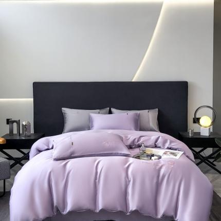 91家纺网 家纺一手货源 找家纺 淼铭 2025新款 莱赛尔烫钻工艺四件套-塞丽雅 香芋紫