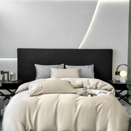 91家纺网 家纺一手货源 找家纺 淼铭 2025新款 莱赛尔烫钻工艺四件套-塞丽雅 香槟金