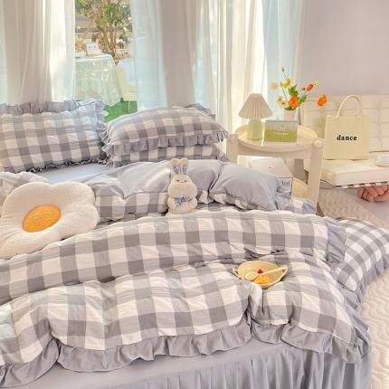 91家纺网 家纺一手货源 找家纺 （总）梦之岛 2023新款韩版无印风泡泡纱四件套