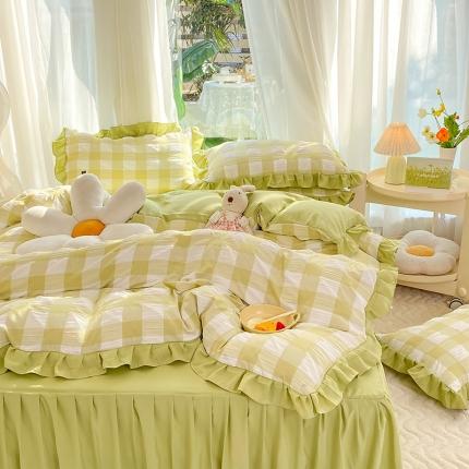 91家纺网 家纺一手货源 找家纺 （总）梦之岛 2023新款韩版无印风泡泡纱四件套