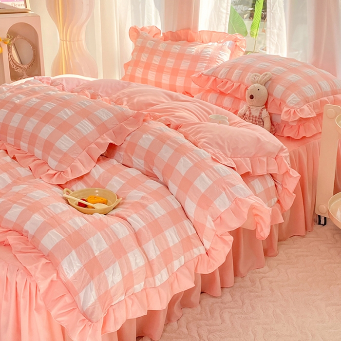 91家纺网 家纺一手货源 找家纺 （总）梦之岛 2023新款韩版无印风泡泡纱四件套