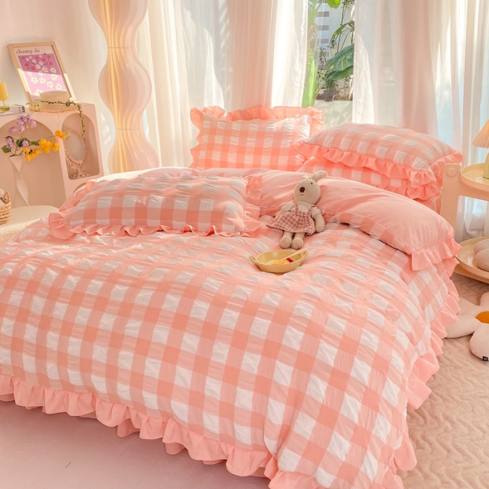 91家纺网 家纺一手货源 找家纺 （总）梦之岛 2023新款韩版无印风泡泡纱四件套