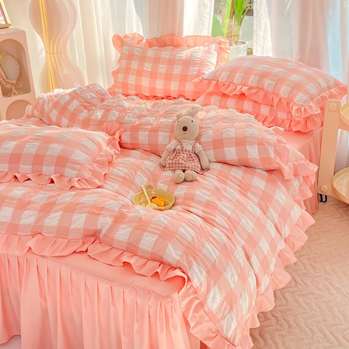 91家纺网 家纺一手货源 找家纺 （总）梦之岛 2023新款韩版无印风泡泡纱四件套