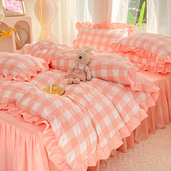 91家纺网 家纺一手货源 找家纺 （总）梦之岛 2023新款韩版无印风泡泡纱四件套