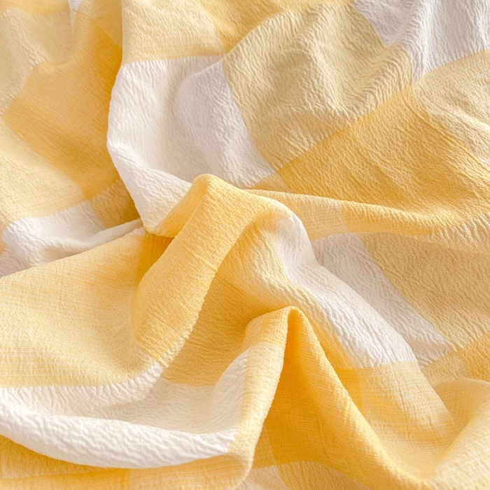 91家纺网 家纺一手货源 找家纺 梦之岛 2023新款韩版无印风泡泡纱四件套 泡泡-黄色