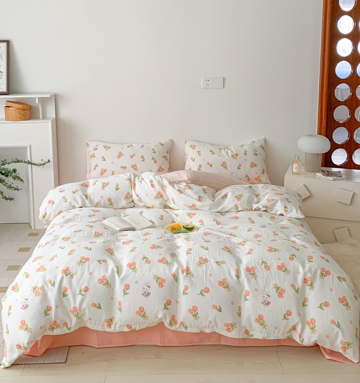 91家纺网 家纺一手货源 找家纺 黛馨 2025新款A类小清新双层纱四件套（实拍）软萌兔