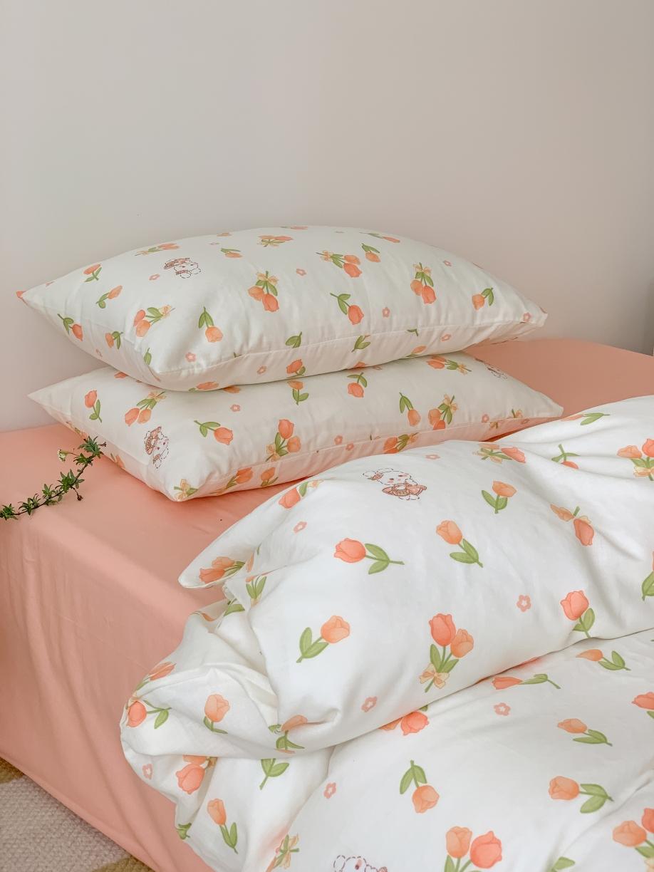 91家纺网 家纺一手货源 找家纺 黛馨 2025新款A类小清新双层纱四件套（实拍）软萌兔