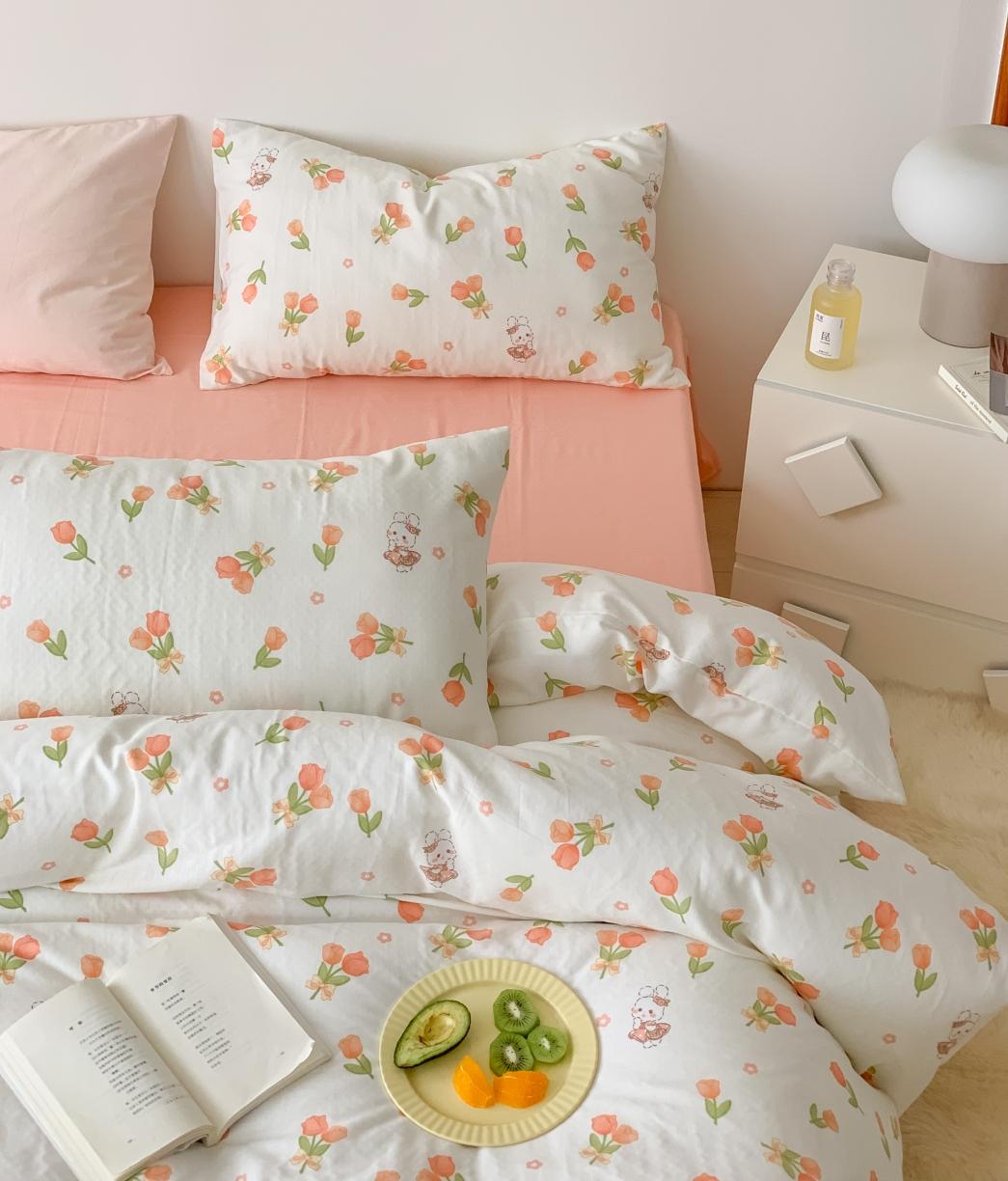 91家纺网 家纺一手货源 找家纺 黛馨 2025新款A类小清新双层纱四件套（实拍）软萌兔