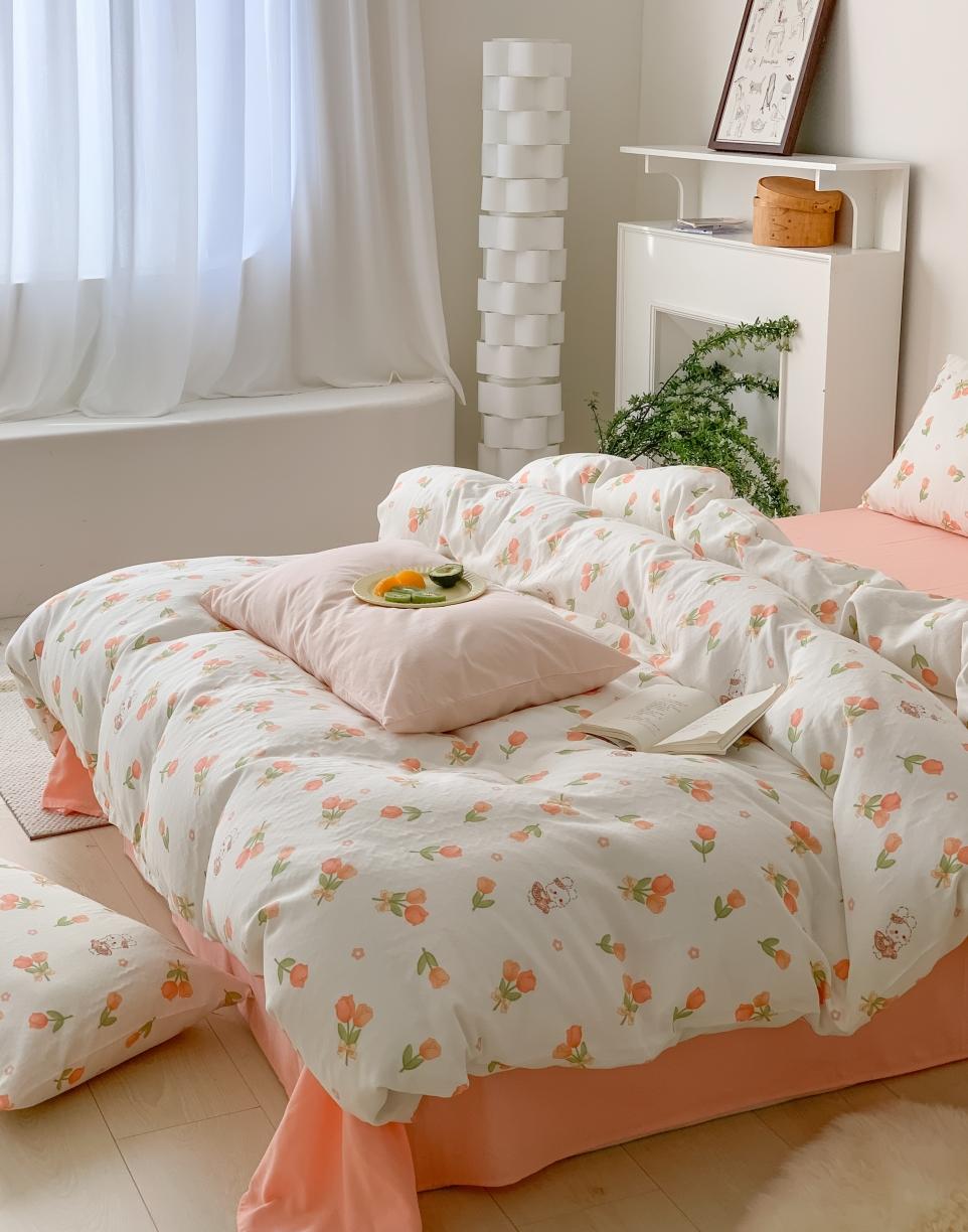 91家纺网 家纺一手货源 找家纺 黛馨 2025新款A类小清新双层纱四件套（实拍）软萌兔