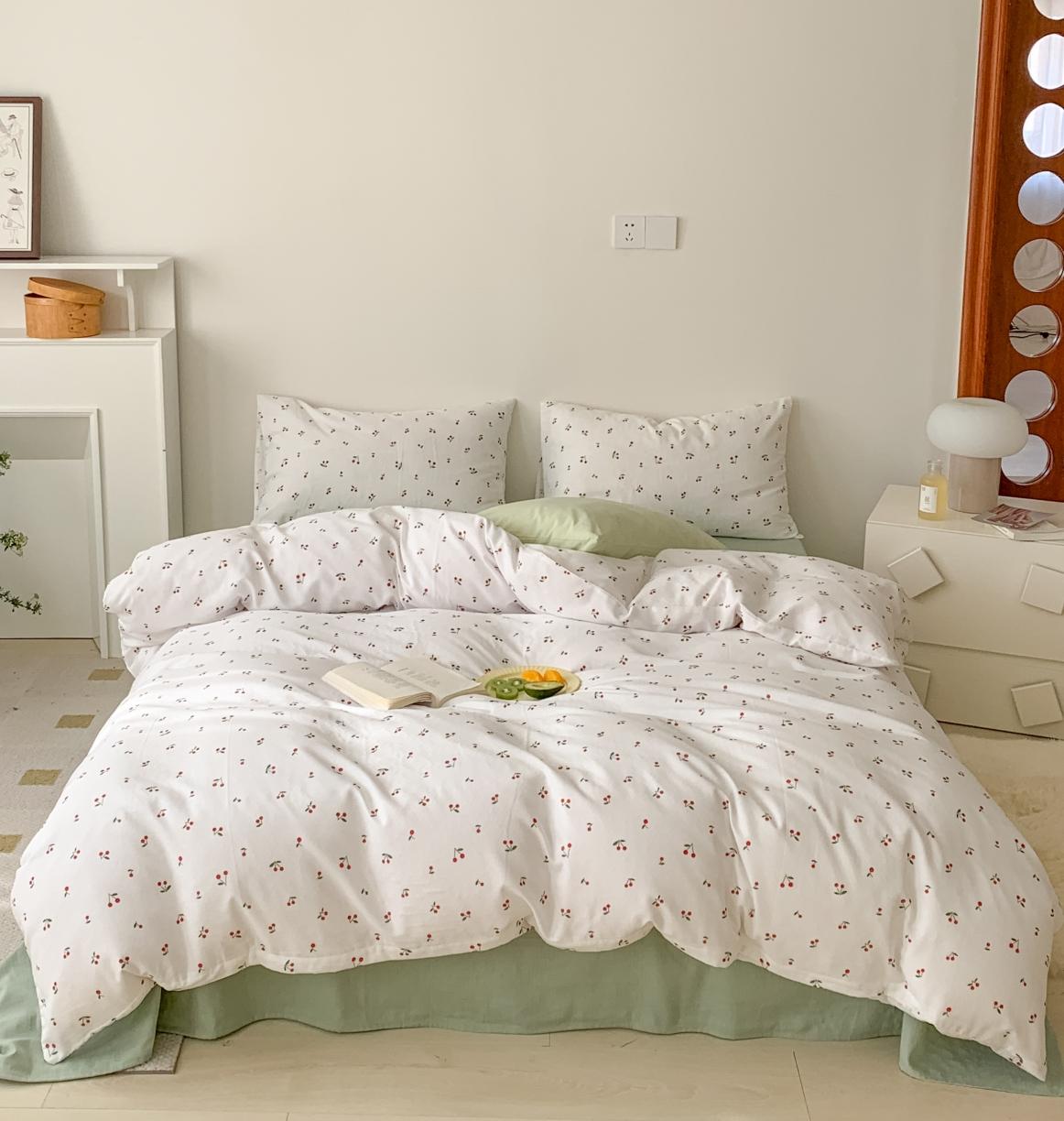 91家纺网 家纺一手货源 找家纺 黛馨 2025新款A类小清新双层纱四件套（实拍）小樱桃