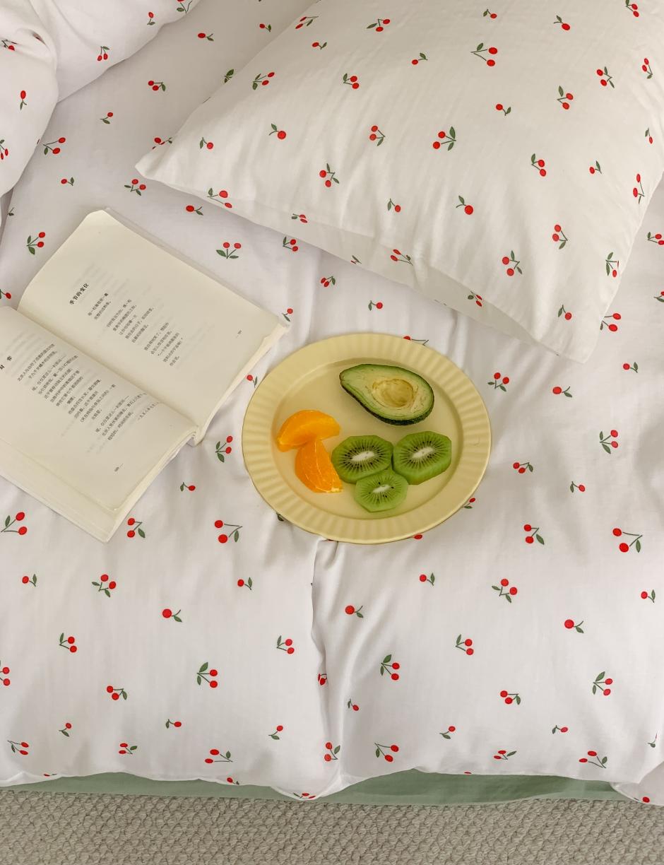 91家纺网 家纺一手货源 找家纺 黛馨 2025新款A类小清新双层纱四件套（实拍）小樱桃